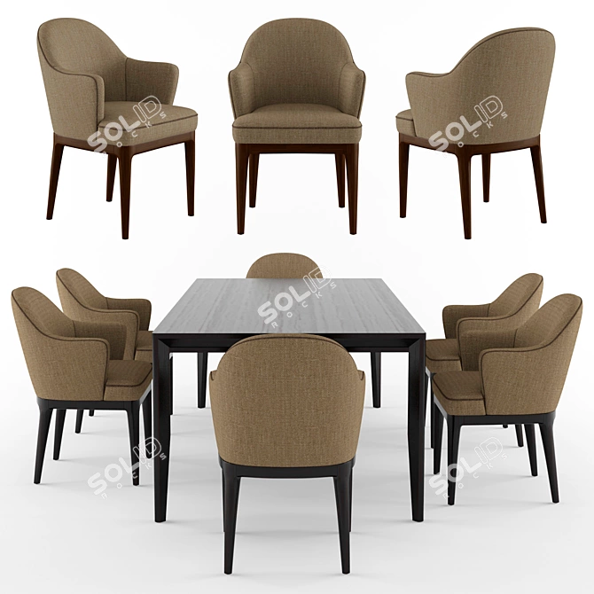 Elegant Bice Chair & Club Table 3D model image 1