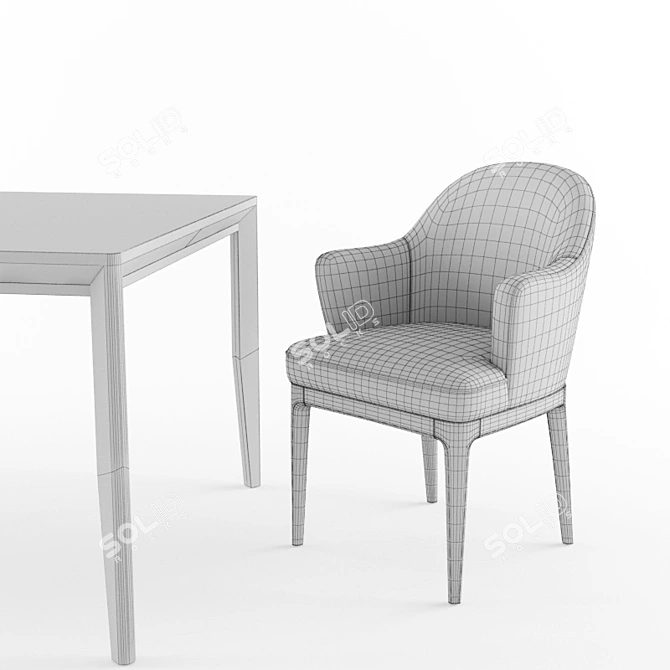 Elegant Bice Chair & Club Table 3D model image 3