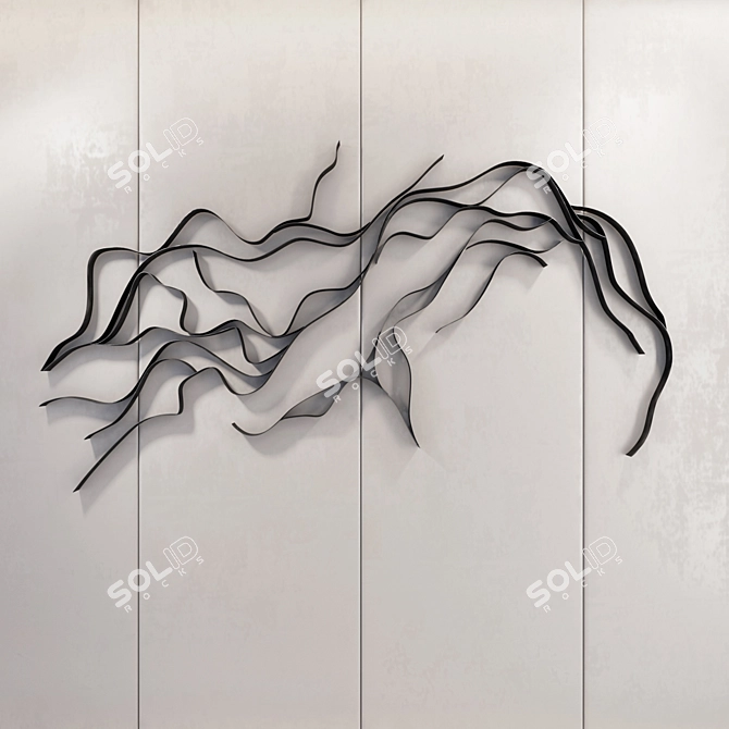 Modern Waves Metal Wall Panel 3D model image 1