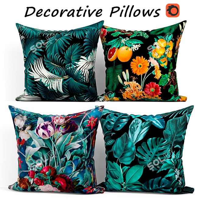 Elegant Pillow Set - Deluxe Home Decor 3D model image 1