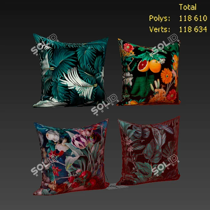 Elegant Pillow Set - Deluxe Home Decor 3D model image 2