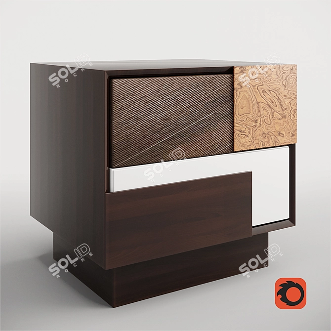 Sleek Metal and Wood Tumba 3D model image 1