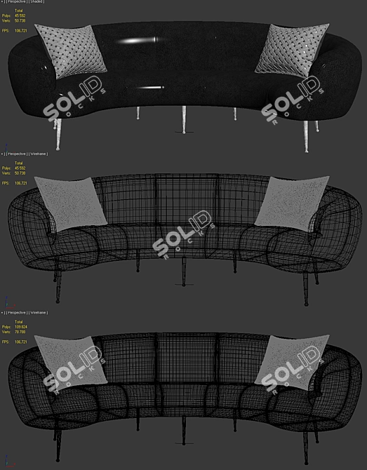 Contemporary KellyWearstler Souffle Banquette 3D model image 5