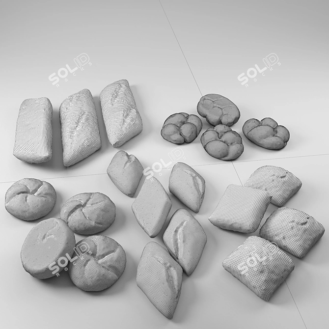 Realistic 1:1 Bread Assortment 3D model image 2