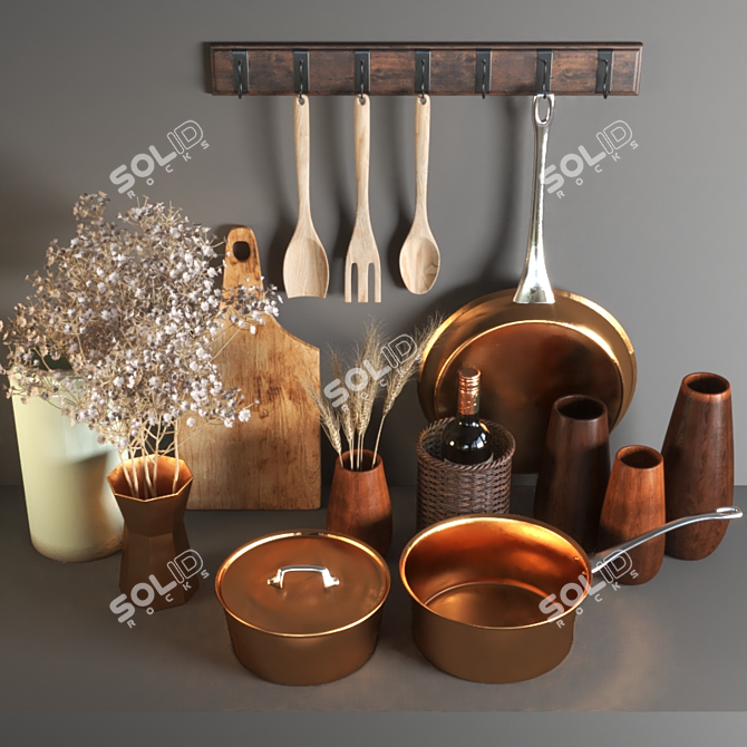 Rustic Kitchen Set: Poly 291K 3D model image 2