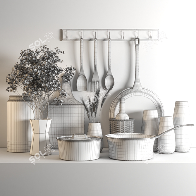 Rustic Kitchen Set: Poly 291K 3D model image 3