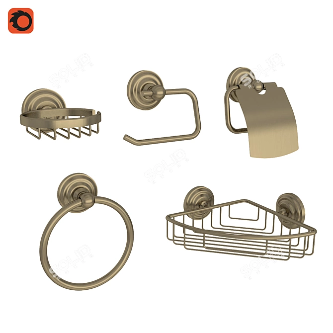 Retro Chic Bathroom Accessory Set 3D model image 1