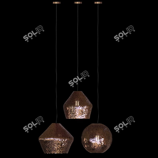 Elegant Copper Ceiling Lamp 3D model image 2