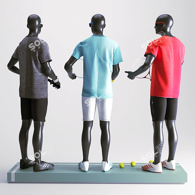 Mannequin Tennis Player: Complete Clothing Set 3D model image 2