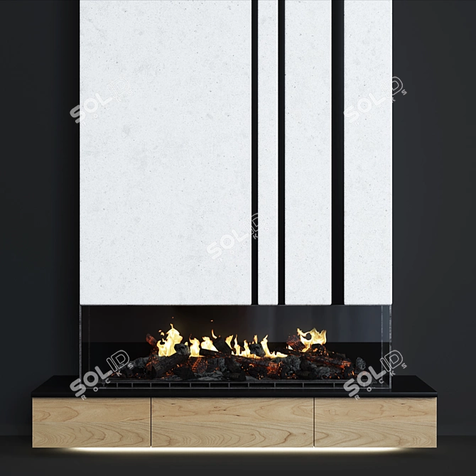 Modern Fireplace with Illumination 3D model image 1