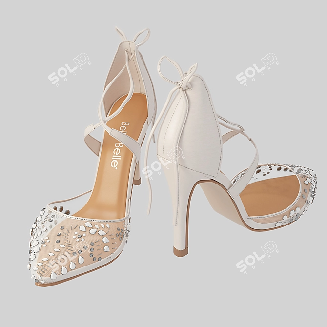 Elegant Bridal Shoes for Wedding 3D model image 1