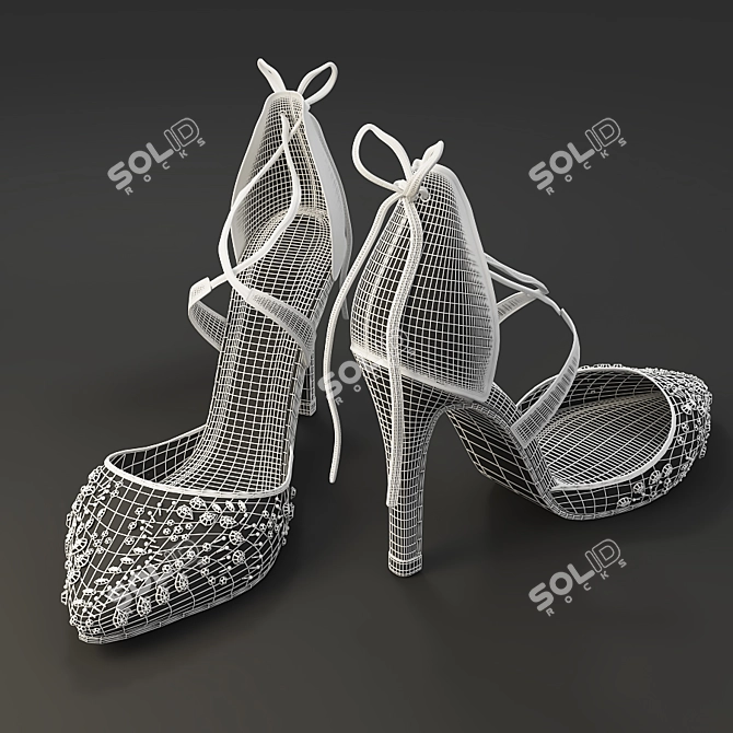 Elegant Bridal Shoes for Wedding 3D model image 3
