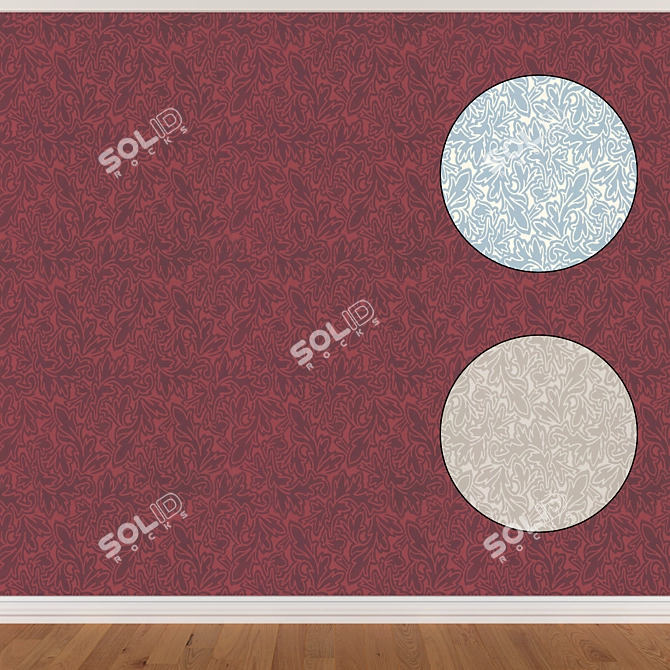 Seamless Wallpapers Set with 3 Colors 3D model image 1