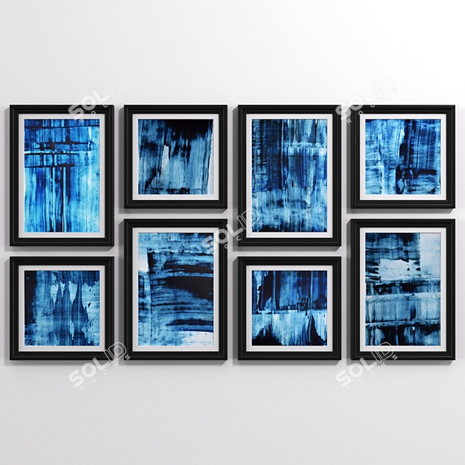 Blue Abstract Art Collection 3D model image 2
