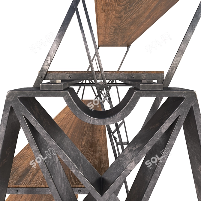 Rustic Industrial Vintage Table 3D model image 2