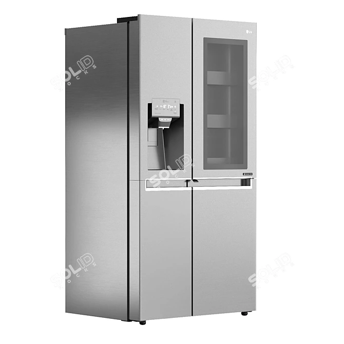LG InstaView Fridge: Non-Plumbed Water & Ice Dispenser 3D model image 2