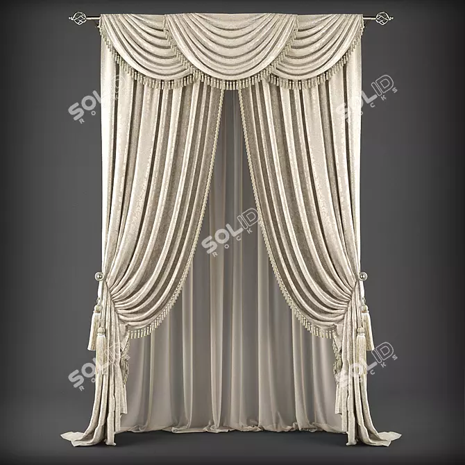 Classic Style Curtains 3D model image 1