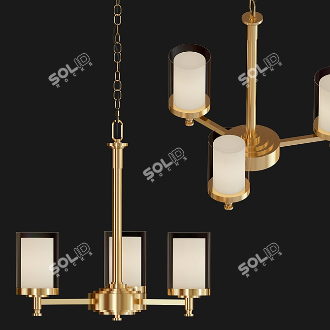 Burbank 2013 Chandelier: Brushed Nickel with Dual Glass Shades 3D model image 1