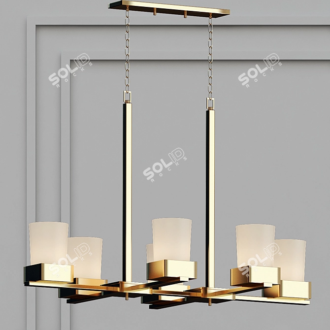 Elegant Novela Chandelier: 6-Light Brushed Nickel 3D model image 1