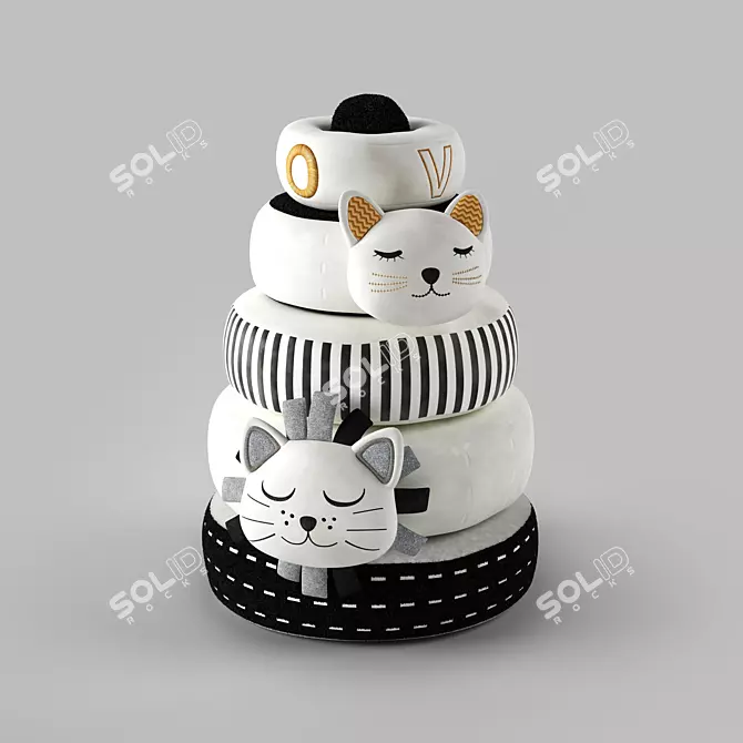 Cute Animal Stacker for Kids 3D model image 1