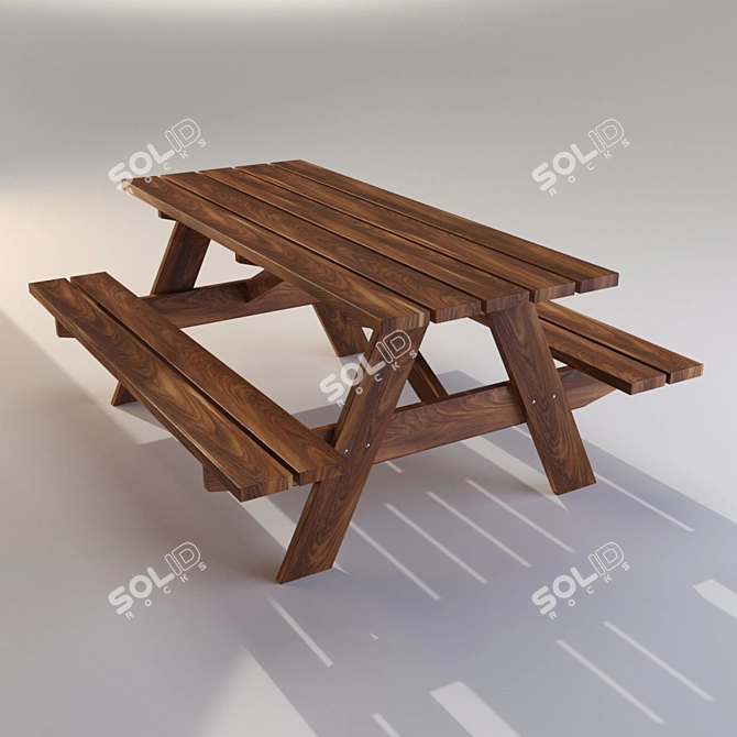 Classic Outdoor Picnic Bench 3D model image 1