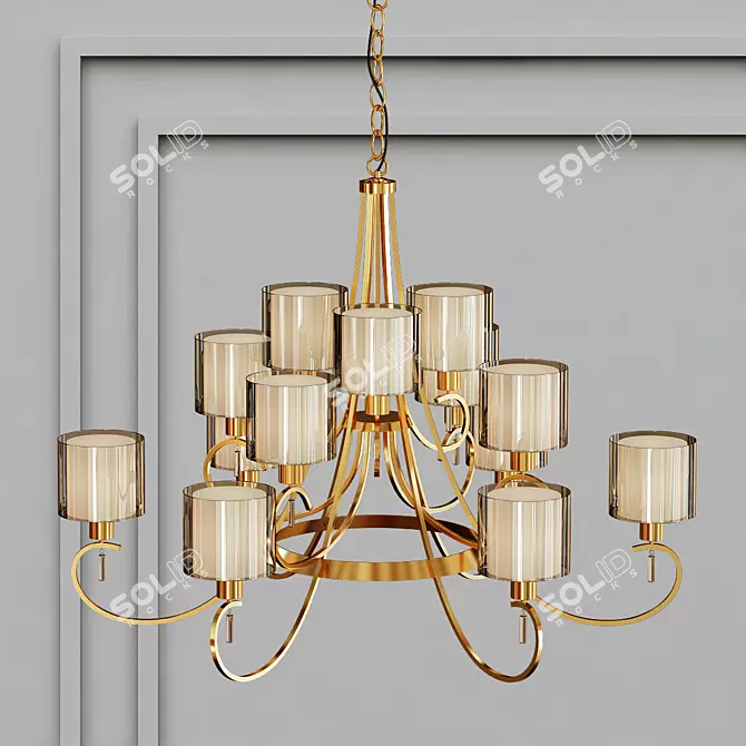 Elegant Antique Bronze Chandelier 3D model image 1