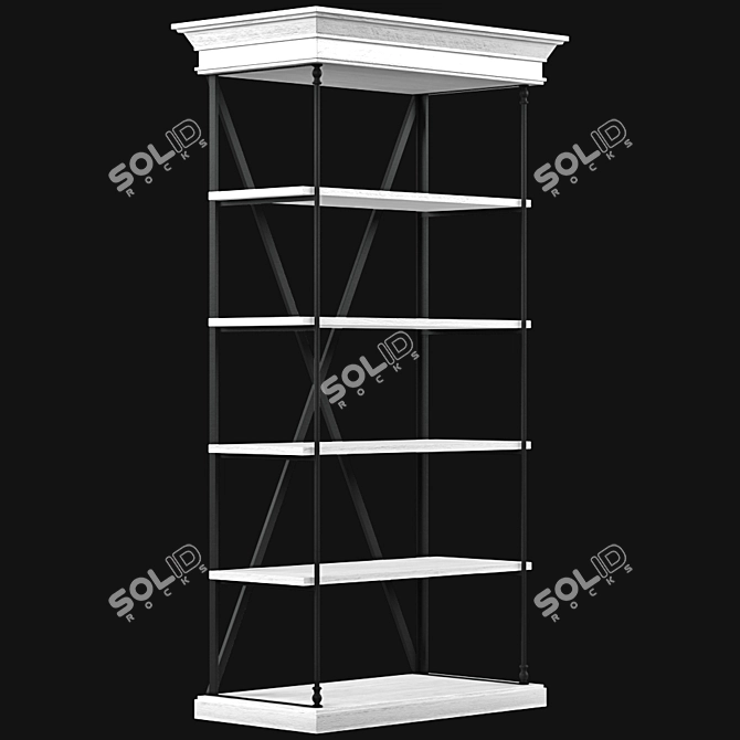 Parisian Cornice Single Shelving | Elegant Organizational Solution 3D model image 1