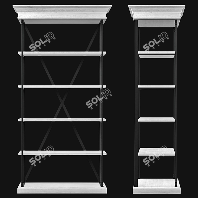 Parisian Cornice Single Shelving | Elegant Organizational Solution 3D model image 2