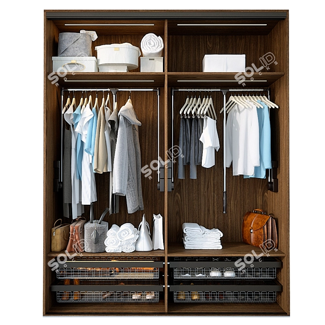 Spacious Wardrobe Closet 3D model image 2