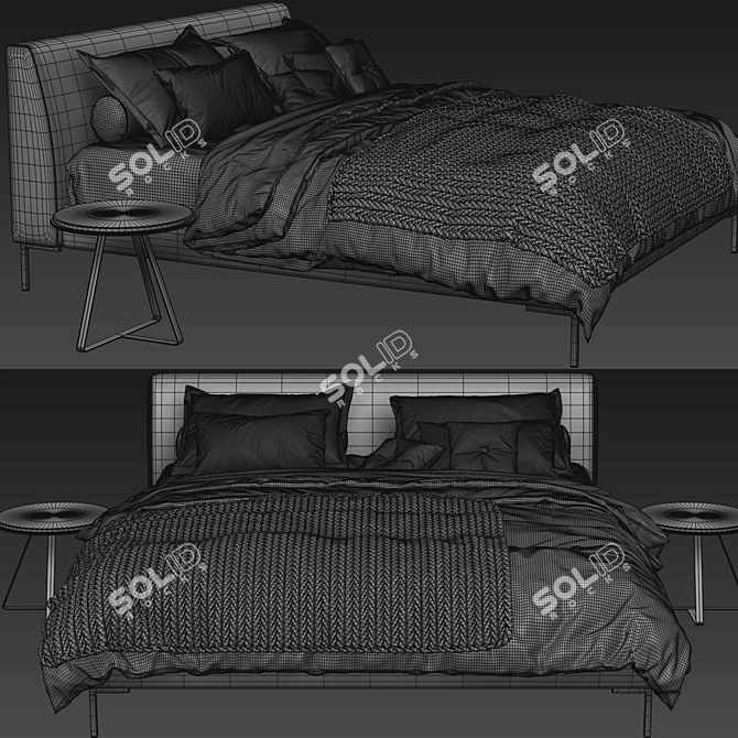 Sleek Picasso Bed 3D model image 3