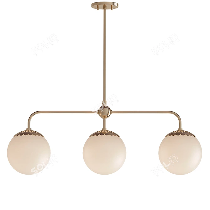 Elegant Paige 3-Light Brass Pendant 3D model image 1