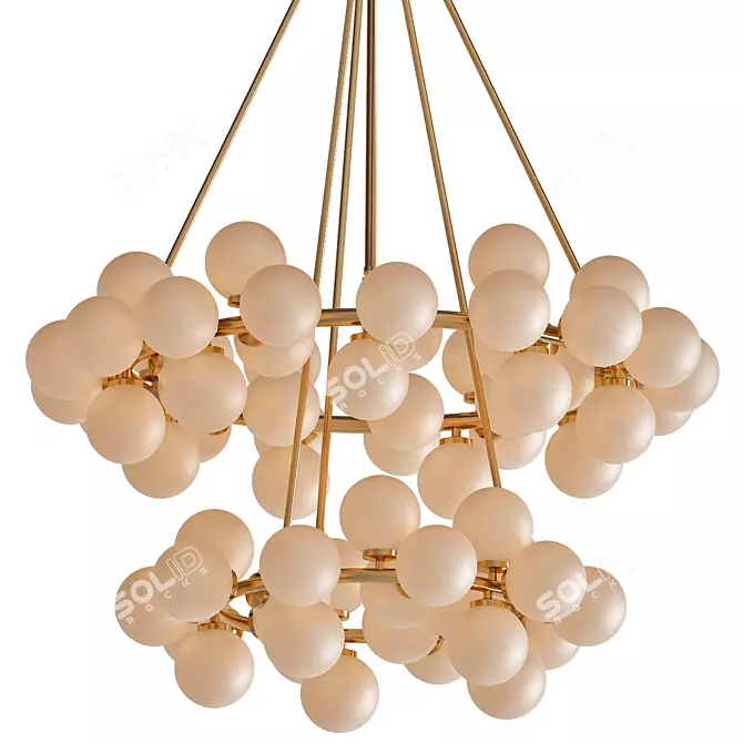 Luxury Satin Gold Chandelier, 70-Light 3D model image 1