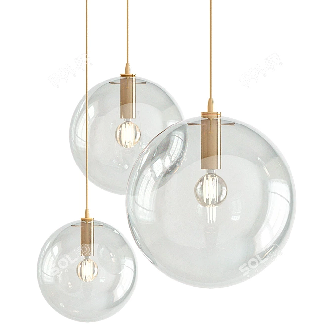 Elegant Selene Copper Chandelier 3D model image 1