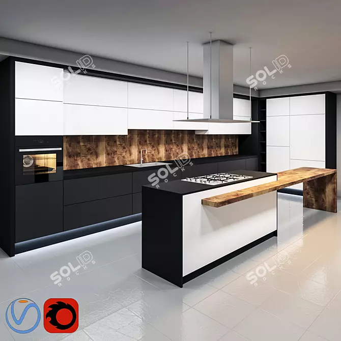 Sleek & Stylish Kitchen Upgrade 3D model image 1