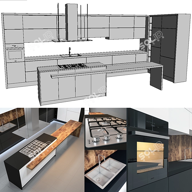 Sleek & Stylish Kitchen Upgrade 3D model image 3