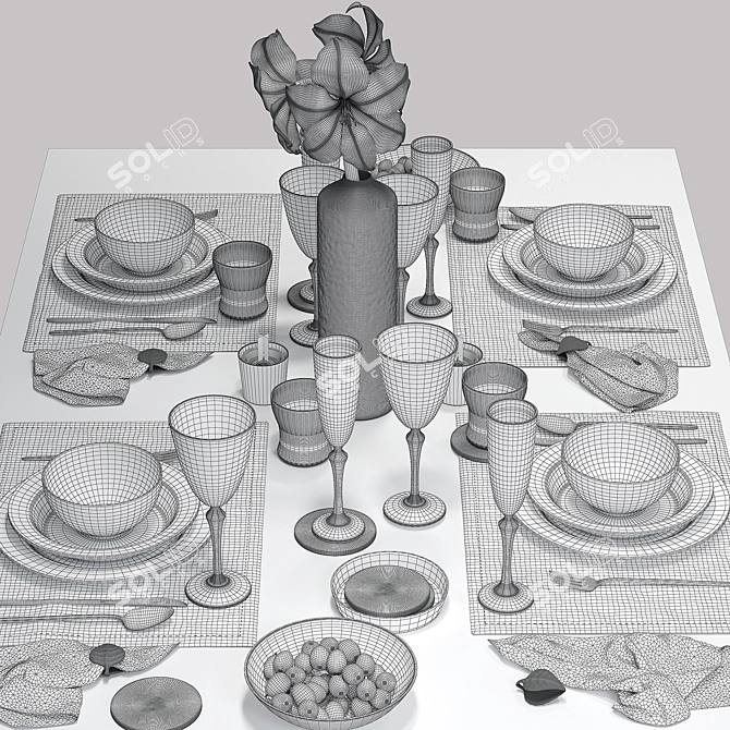 Elegant Zara Home Table Setting 3D model image 3