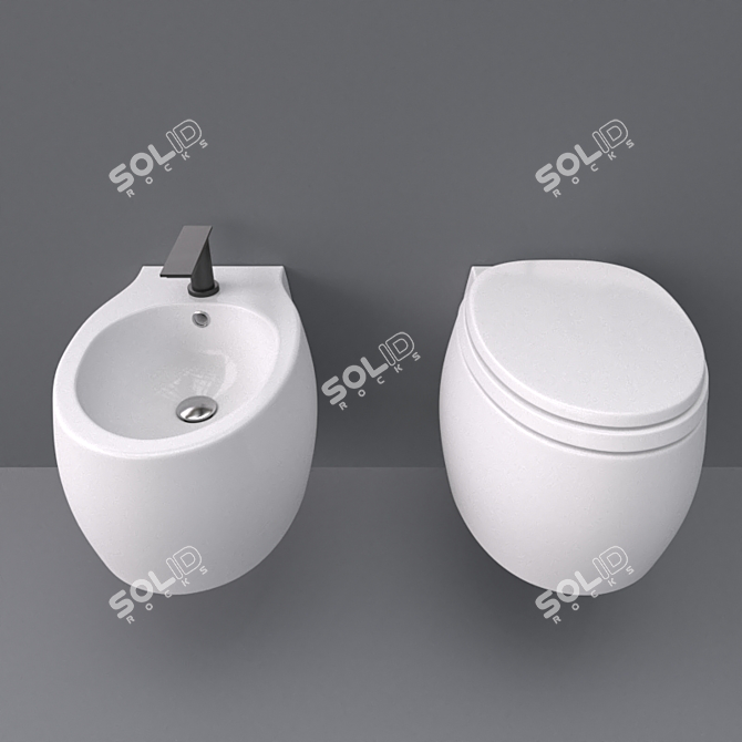 Agape Pear 2 Wall-Mounted WC and Bidet 3D model image 2