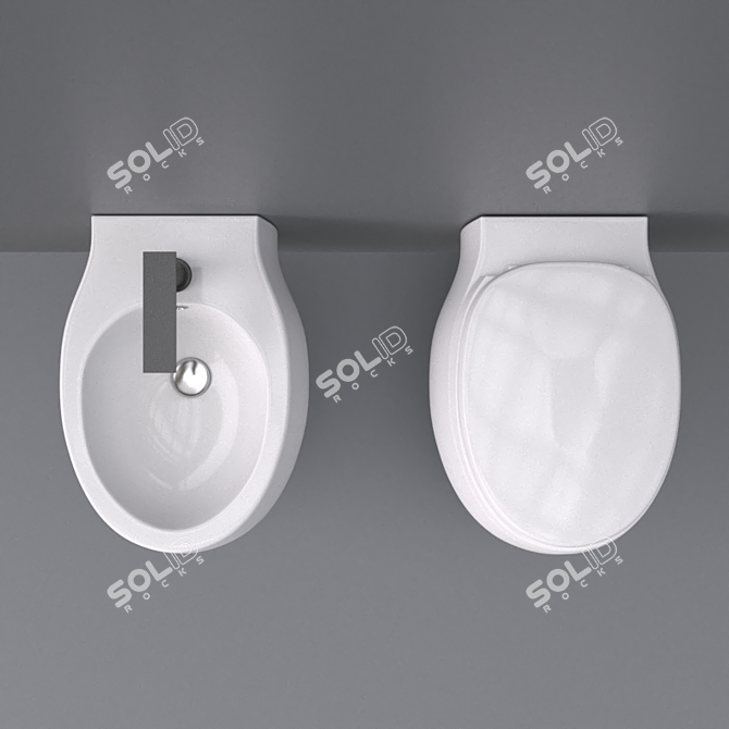 Agape Pear 2 Wall-Mounted WC and Bidet 3D model image 3