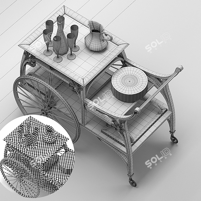 Elegant Medea Liberty Serving Table 3D model image 3