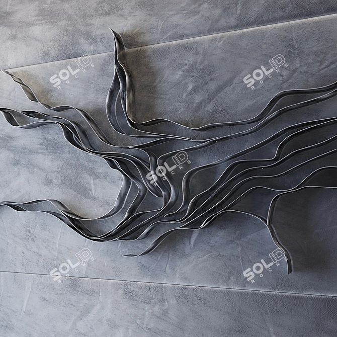 Dynamic Waves Metal Wall Panel 3D model image 2