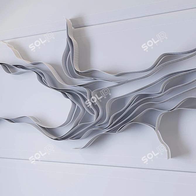 Dynamic Waves Metal Wall Panel 3D model image 3