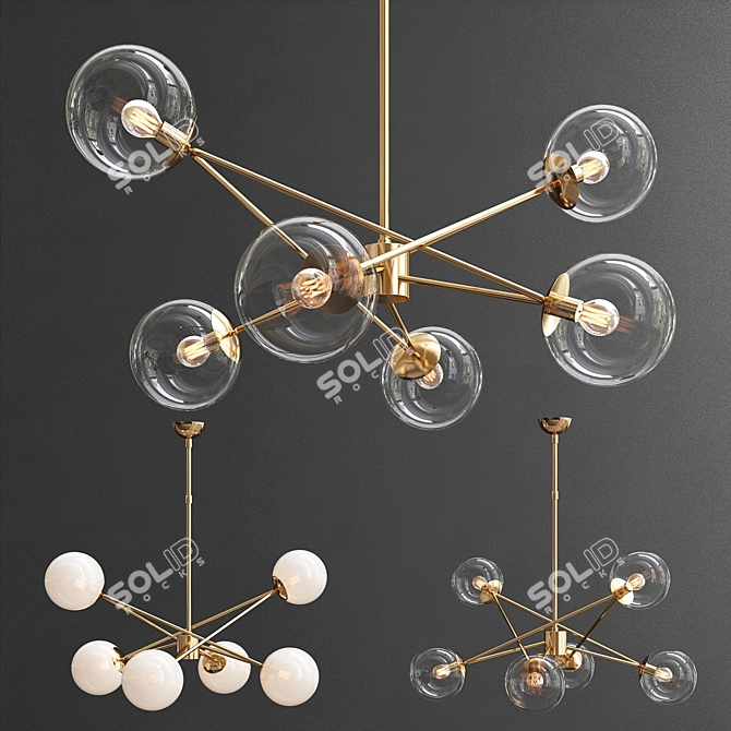 Elegant Turenne Chandelier: Dynamic Illumination 3D model image 1