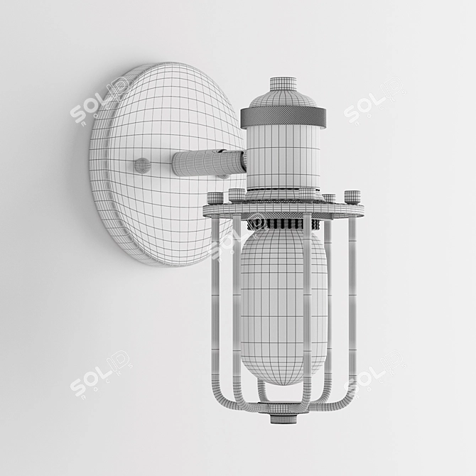 Vintage Industrial Cage Sconce 3D model image 3