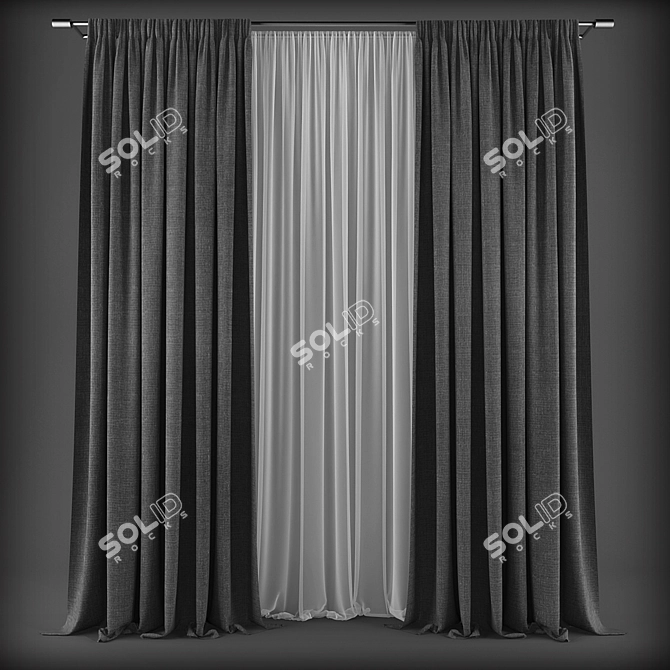 Modern Style Curtains 3D model image 1