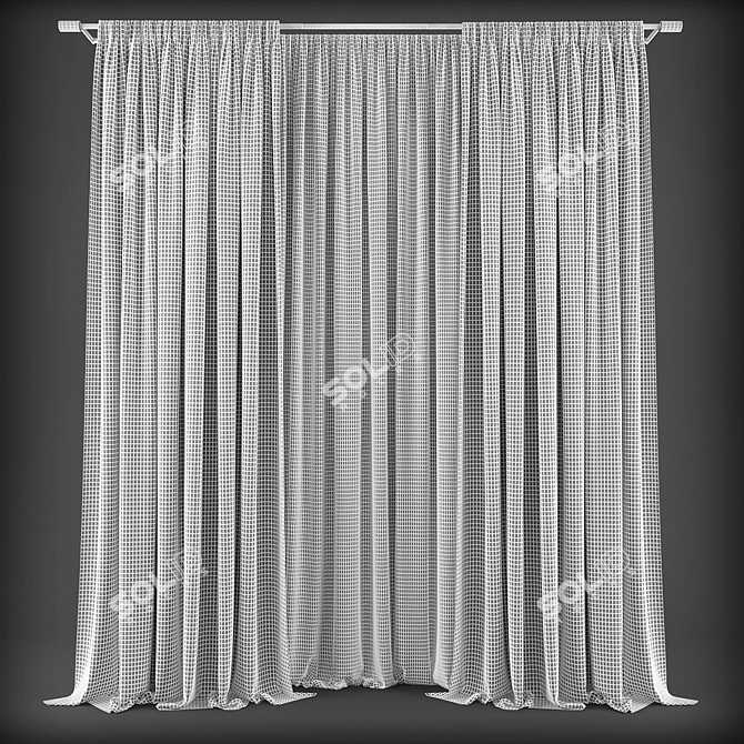 Modern Style Curtains 3D model image 2