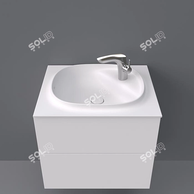 600x505x525 Drawers & Basin 3D model image 2