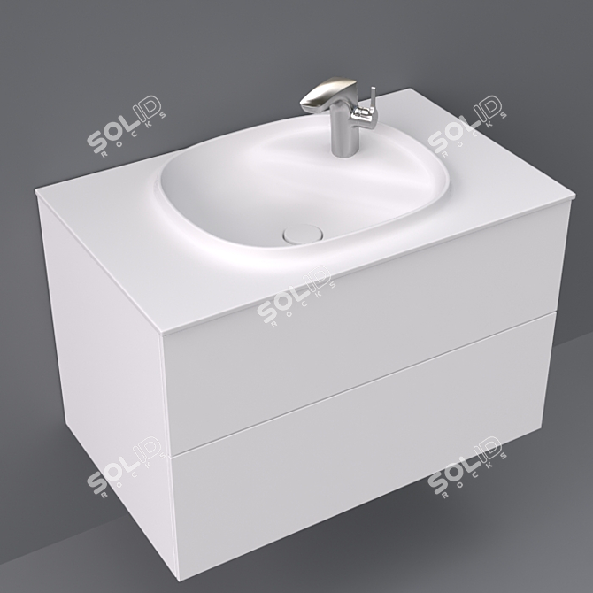 800x505x525 Drawers & Basin Set 3D model image 1