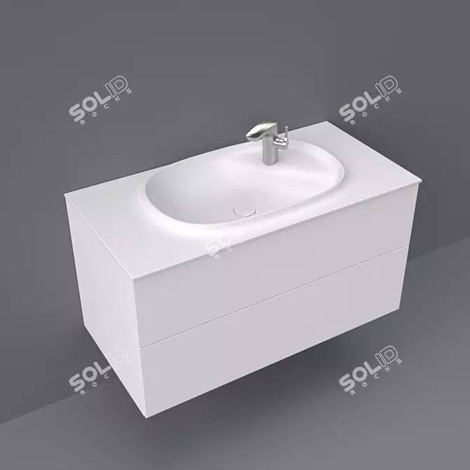 Spacious Drawers and Basin Set 3D model image 1