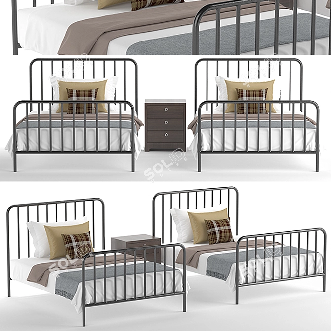 Modern Single Bed - Sleek Design, High Quality 3D model image 1