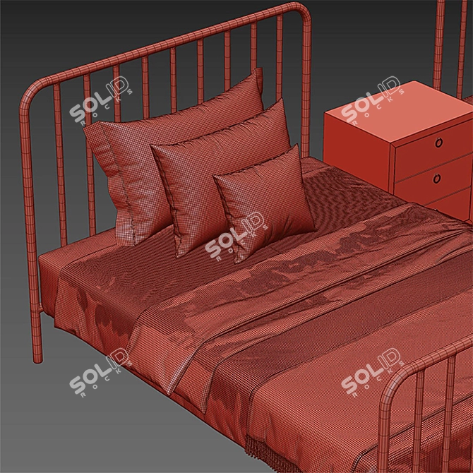 Modern Single Bed - Sleek Design, High Quality 3D model image 3